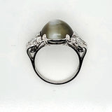 Vintage Platinum Cats Eye Chrysoberyl And Diamond Ring