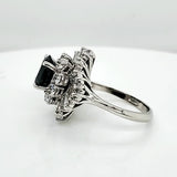 Vintage Platinum Sapphire and Diamond Ballerina Ring