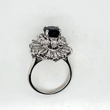 Vintage Platinum Sapphire and Diamond Ballerina Ring