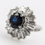 Vintage Platinum Sapphire and Diamond Ballerina Ring