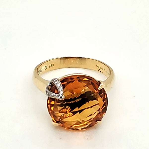 Carelle 18kt Yellow Gold Citrine and Diamond Ring