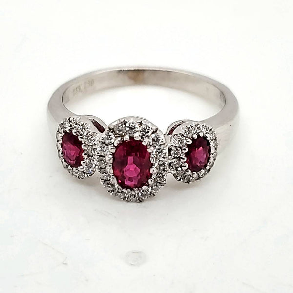 Gregg Ruth 18kt White Gold Ruby and Diamond Ring
