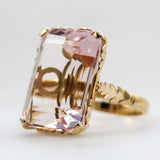 14kt Yellow Gold 39.58 Carat Emerald Cut Morganite Ring