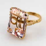 14kt Yellow Gold 39.58 Carat Emerald Cut Morganite Ring