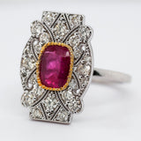 14kt Two Tone 2.23Ctw Ruby And Dimaond Milgrain Ring