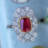 14kt Two Tone 2.23Ctw Ruby And Dimaond Milgrain Ring