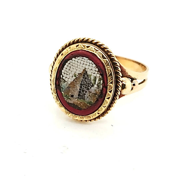 Antique Victorian 18kt Yellow Gold Micr-mosaic Ring