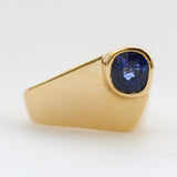 Modernist 18kt Yellow Gold Sapphire Ring