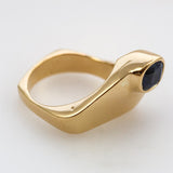 Modernist 18kt Yellow Gold Sapphire Ring