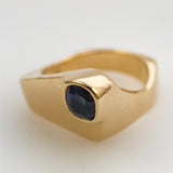 Modernist 18kt Yellow Gold Sapphire Ring