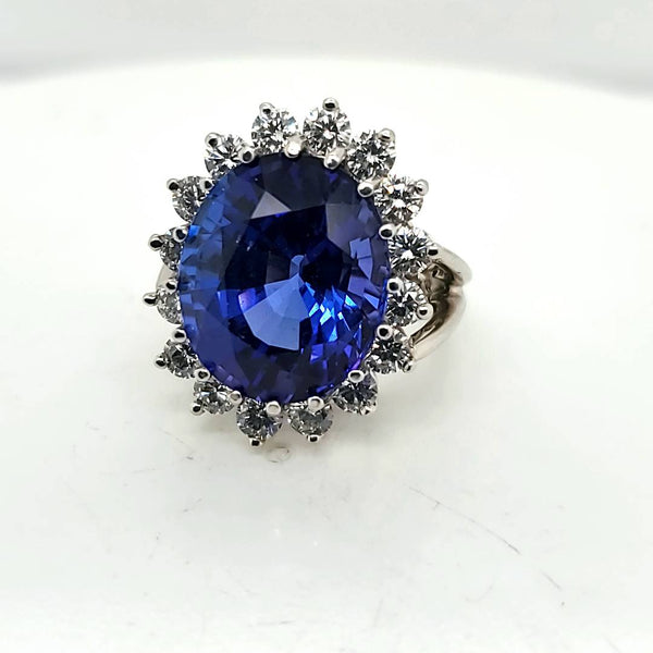 14kt White Gold Tanzanite and Diamond Ring