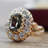 14kt Yellow Gold Natural Alexandrite and Diamond Ring