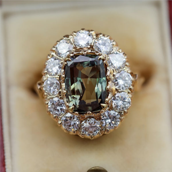 14kt Yellow Gold Natural Alexandrite and Diamond Ring