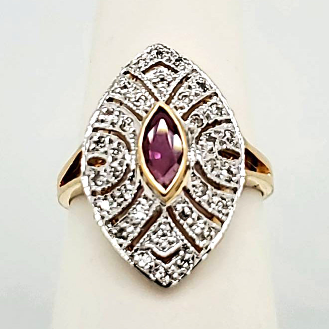 14Kt Yellow Gold Ruby And Diamond Ring