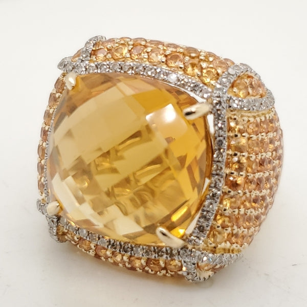 14kt Yellow Gold Citrine and Diamond Ring