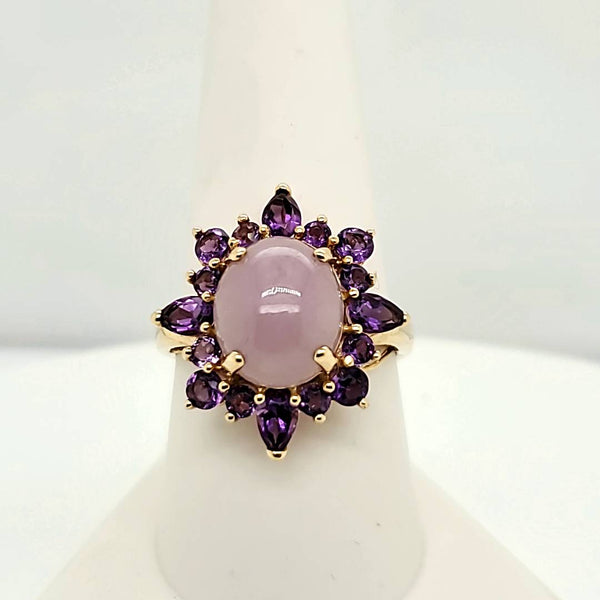 14kt Yellow Gold Jade and Amethyst Ring