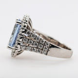 14Kt White Gold 9.52 Carat No Heat Ceylon Sapphire And Diamond Ring