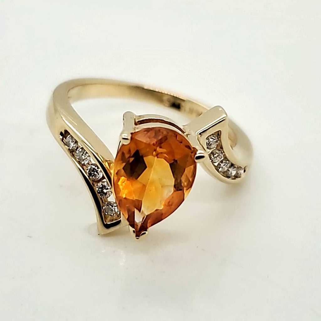 14kt Yellow Gold Citrine and Diamond Ring