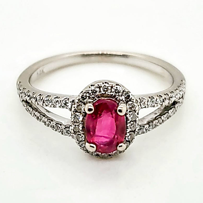 14kt White Gold ruby and Diamond Ring