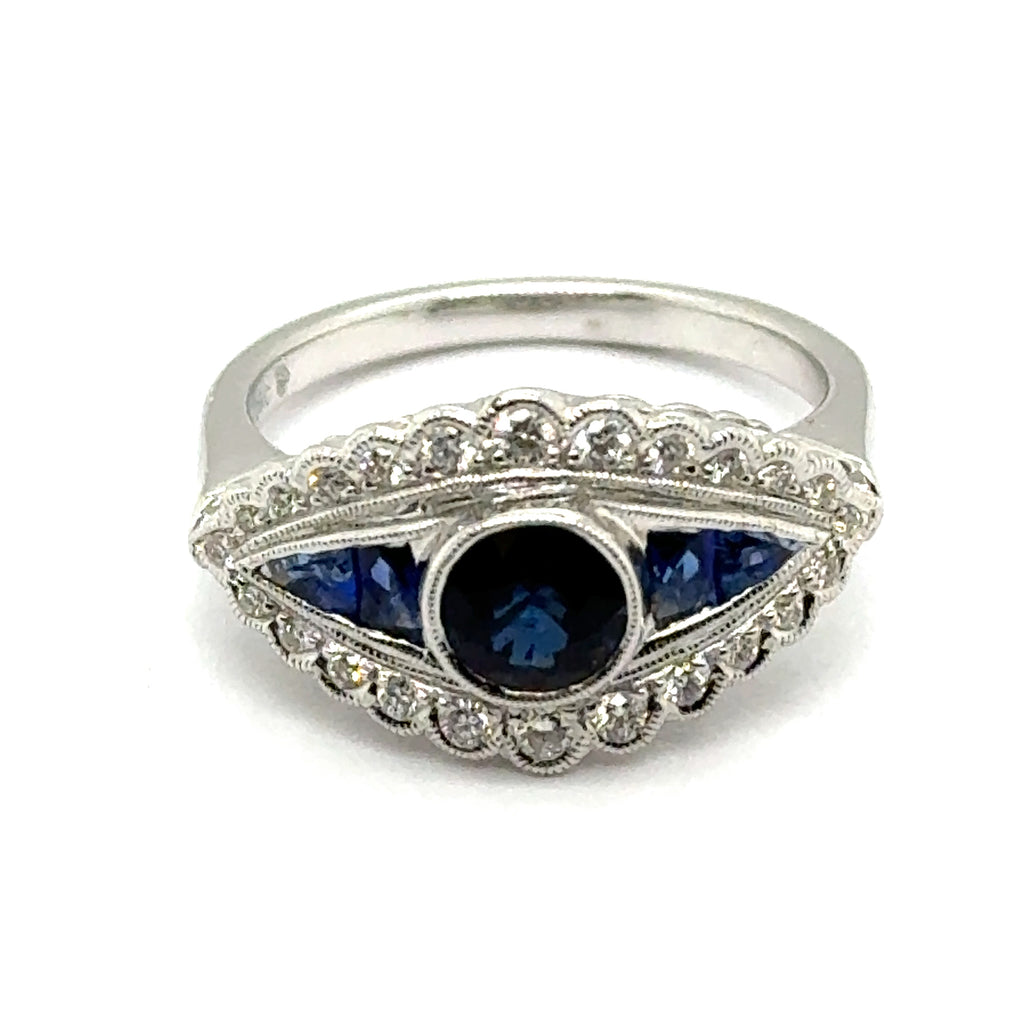 18kt White Gold Sapphire And Diamond Ring