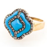 18Kt Yellow Gold Turquoise And Diamond Ring