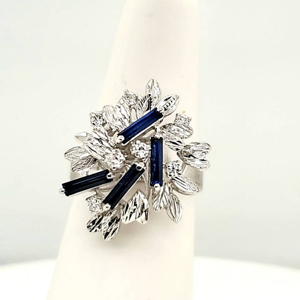 Vintage 14kt White Gold Sapphire And Diamond Ring