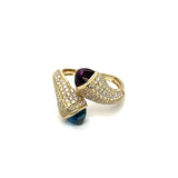 14kt Yellow Gold Amethyst And Blut Topaz Sugarloaf Ring