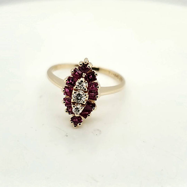 14kt Yellow Gold Diamond and Ruby Ring