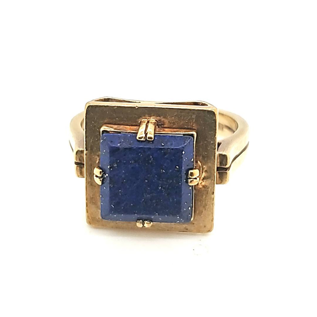 Arts and Crafts 10kt Yellow Gold Lapis Ring