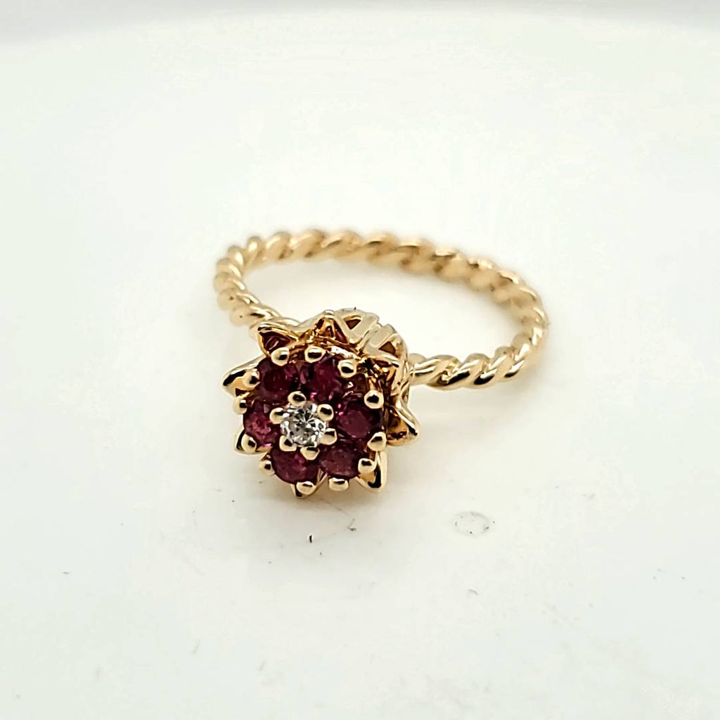 14kt Yellow Gold Ruby and Diamond Ring