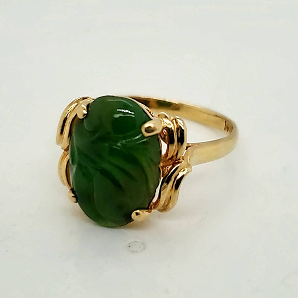 Vintage 14kt Yellow Gold Jadeite Jade Ring