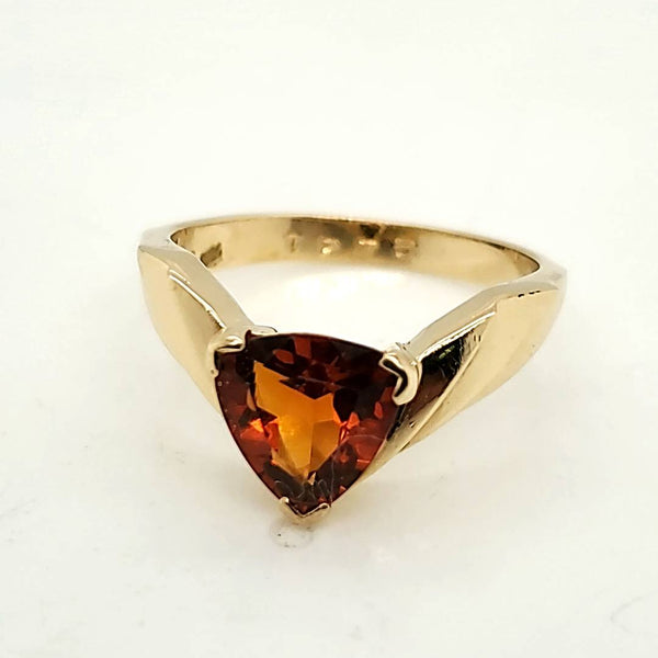 14kt Yellow Gold Trillion Cut Citrine Ring