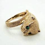 Vintage 14kt Yellow Gold Emerald  Cat Ring