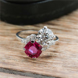 Art Deco Platinum Unheated Burmese Ruby and Diamond Ring