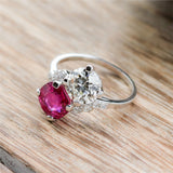 Art Deco Platinum Unheated Burmese Ruby and Diamond Ring