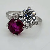 Art Deco Platinum Unheated Burmese Ruby and Diamond Ring