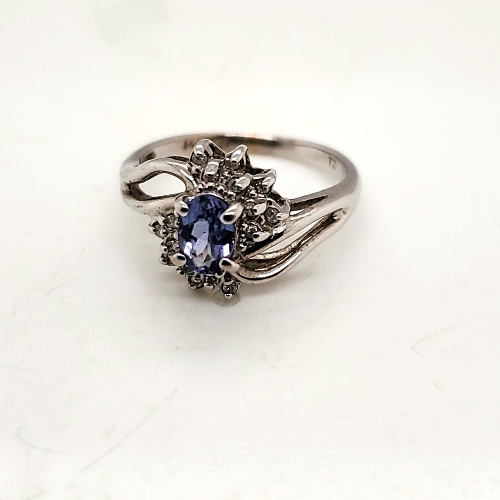 14kt White Gold Tanzanite and Diamond Ring