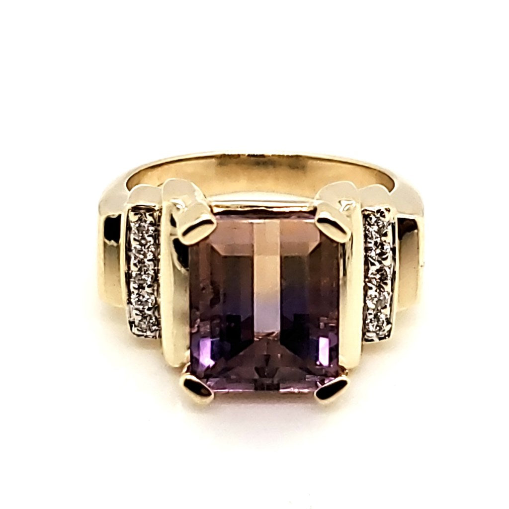 14kt Yellow Gold Ametrine and Diamond Ring