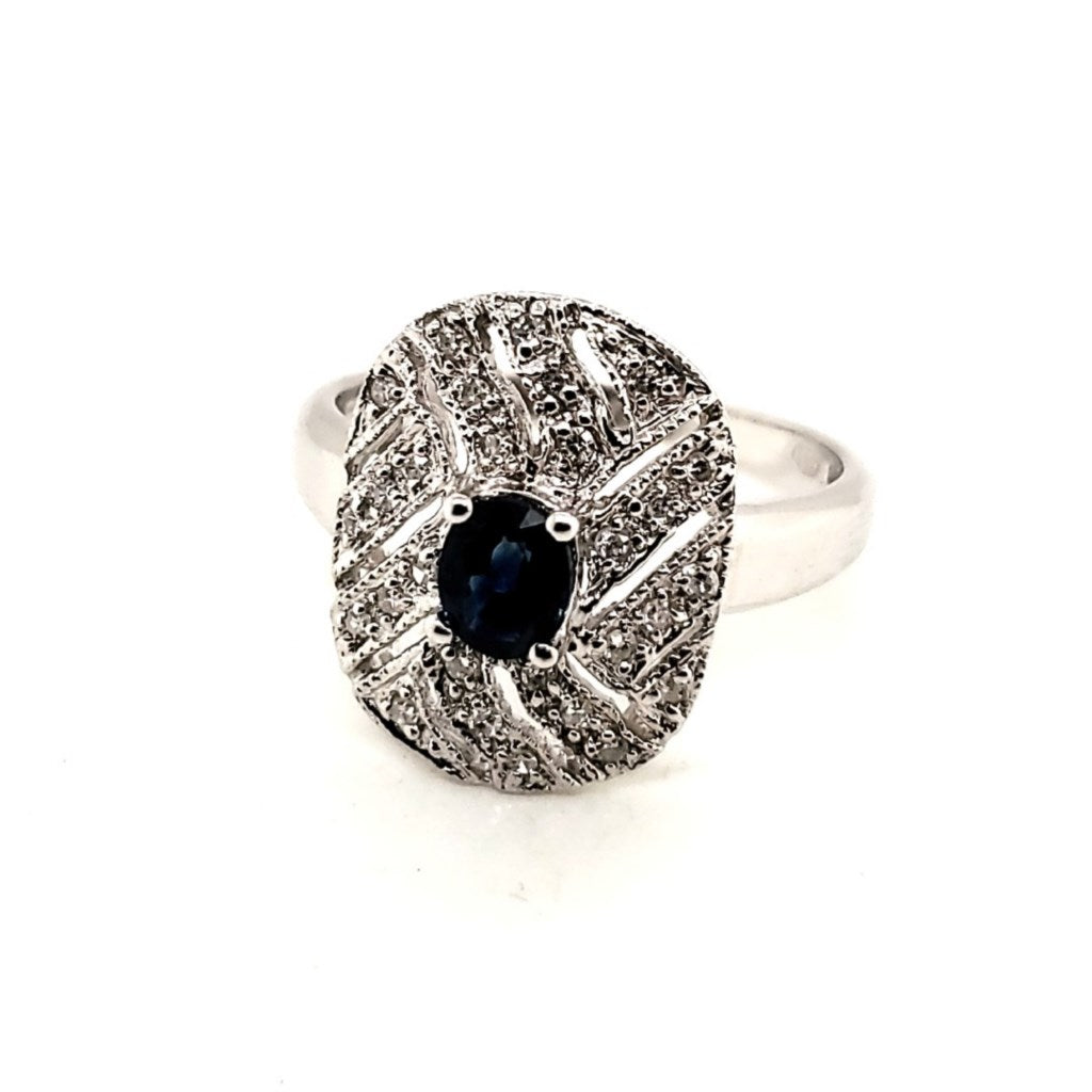 14kt White gold Sapphire and Diamond Ring