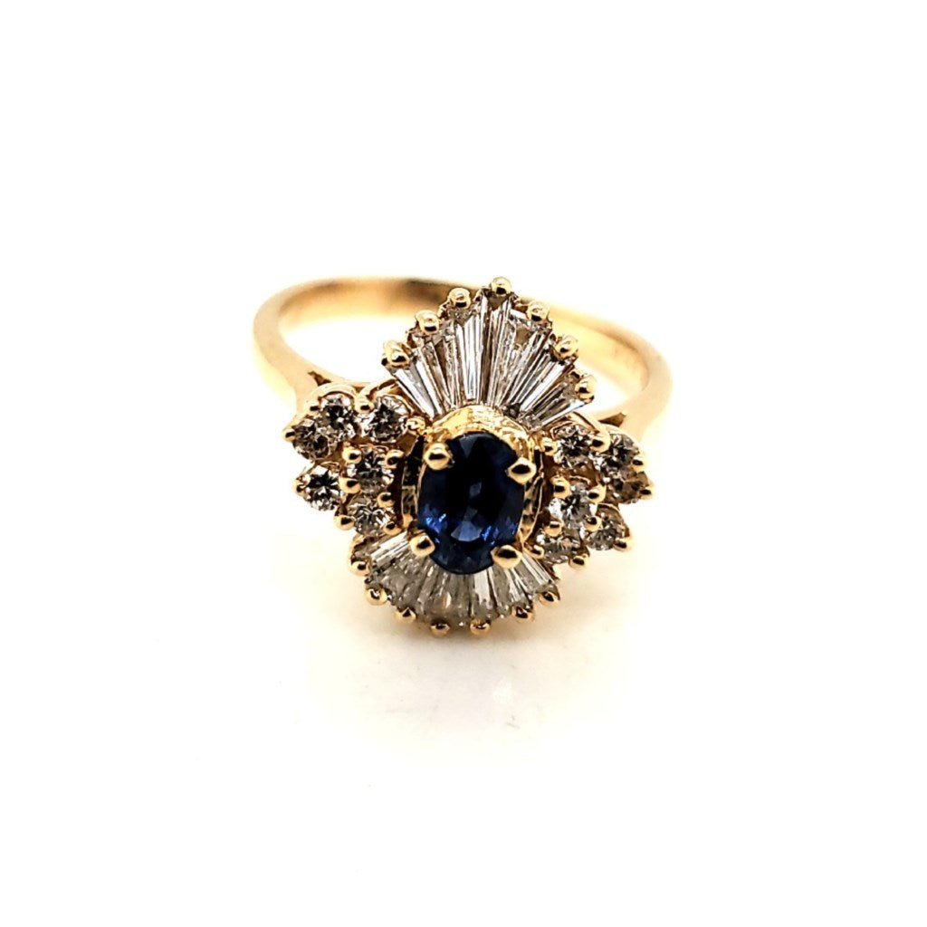 14Kt Yellow Gold Sapphire And Diamond Ring