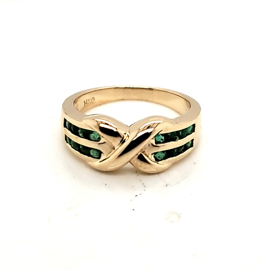 14kt Yellow Gold Emerald X Ring