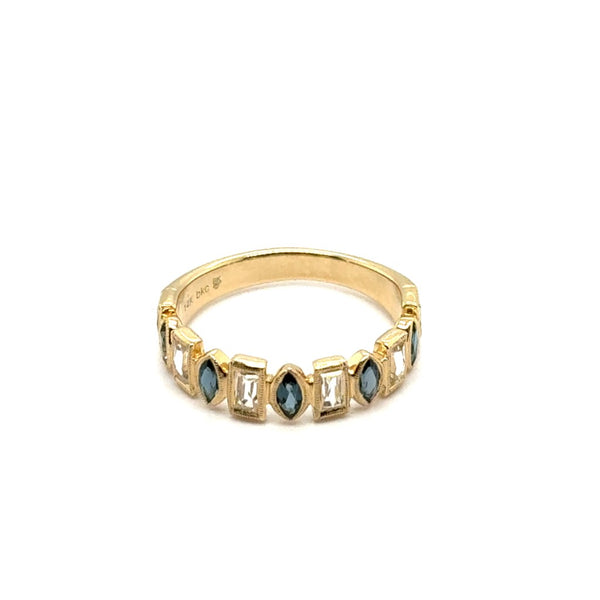 14kt Yellow Gold London Blue Topaz And White Sapphire Band