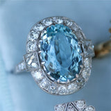 Art Deco Inspired Platinum Aquamarine and Diamond Ring