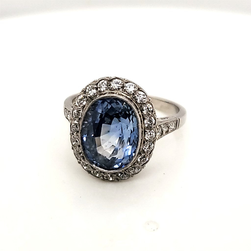 Art Deco Inspired Sapphire and Diamond Ring