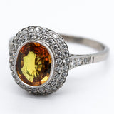 Platinum Orange Sapphire and Diamond Ring