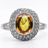 Platinum Orange Sapphire and Diamond Ring