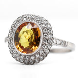 Platinum Orange Sapphire and Diamond Ring