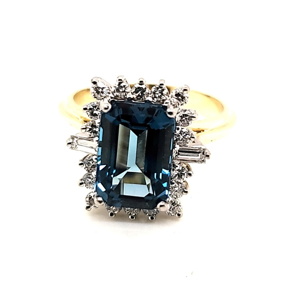 14kt Yellow Gold Blue Tourmaline and Diamond Ring