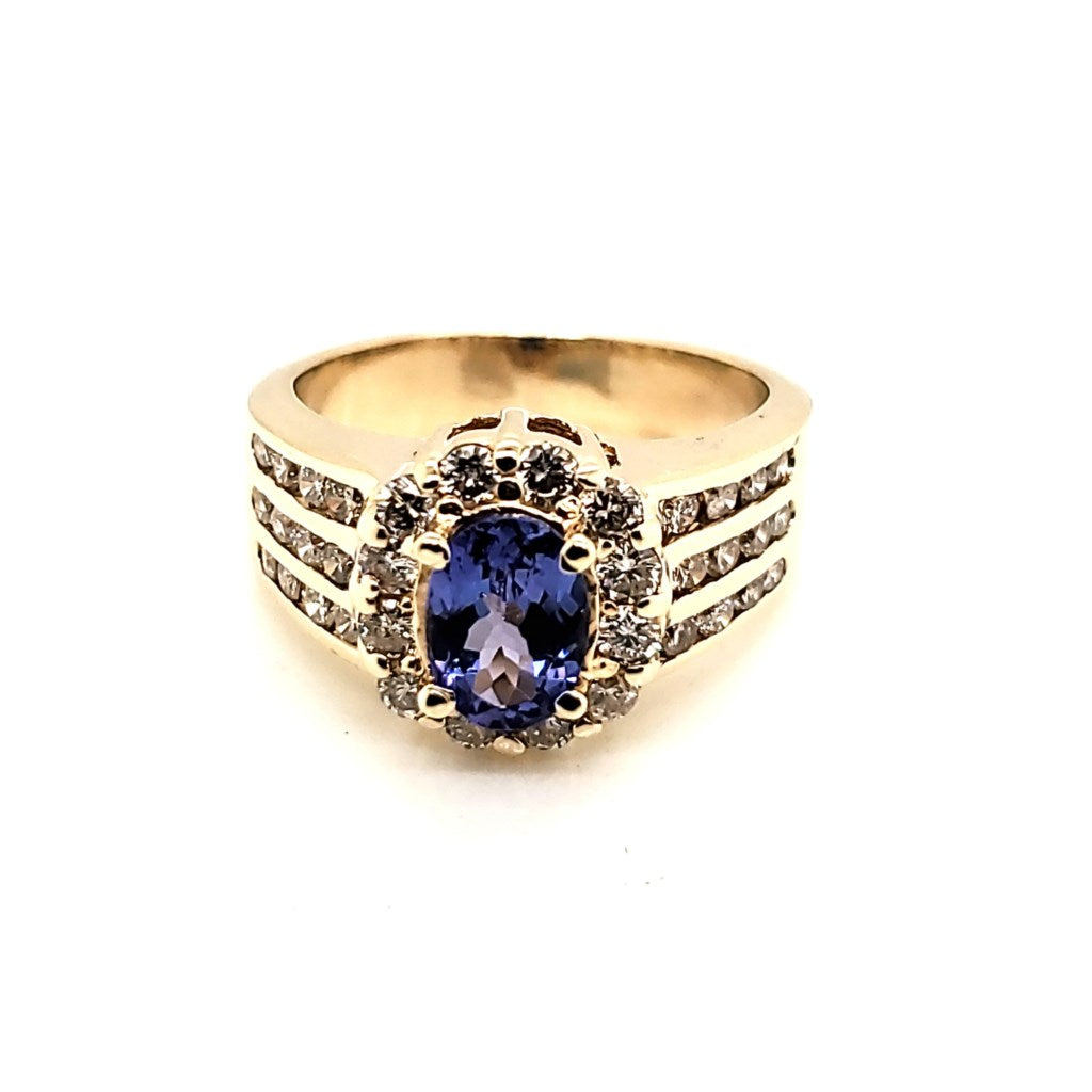 14kt Yellow Gold Tanzanite and Diamond Ring