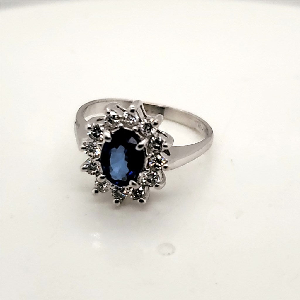 14kt White Gold Sapphire and Diamond Ring